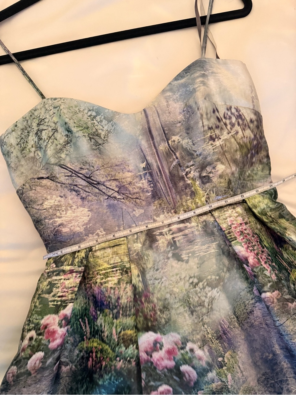 ML Monique Lhuillier Garden Print Metallic Midi Cocktail Dress - Picture 8 of 9